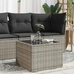 Gartentisch Mit Glasplatte Grau 55x55x37 Cm Poly Rattan Vidaxl