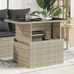 Gartentisch Mit Glasplatte Hellgrau 100x55x73 Cm Poly Rattan Vidaxl