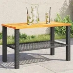 Vidaxl Gartentisch Schwarz 70x38x42 Cm Poly Rattan Akazienholz