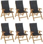 Klappst&uuml;hle Verstellbar Mit Kissen 6 Stk. Massivholz Teak Vidaxl