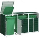 M&uuml;lltonnenbox F&uuml;r 3 Tonnen Gr&uuml;n 216x81x115 Cm Stahl - Vidaxl