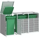 M&uuml;lltonnenbox F&uuml;r 3 Tonnen Grau 216x81x115 Cm Stahl Vidaxl