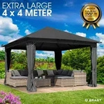 Pavillon Aluminium Infinity 4x4m Grau Inkl. Moskitonetz Wasserdicht Stabil Uv-schutz