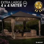 Pavillon Aluminium Infinity 4x4m Grau Inkl. Moskitonetz + Led Wasserdicht Stabil