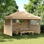 Partyzelt Faltbar Pop-up Mit 3 Seitenteilen Beige - Vidaxl
