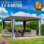 Pavillon Aluminium Infinity 4x4m Hellgrau Inkl. Moskitonetz Wasserdicht Stabil