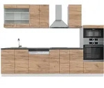 Vicco - K&uuml;chenzeile Fame-line, Goldkraft Eiche/wei&szlig;, 300 Cm Mit Hochschrank, Ohne