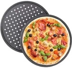 Relaxdays - Pizzablech, 2er Set, Rund, Gelocht, Antihaft, Pizza & Flammkuchen,