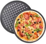 10 X Pizzablech, Rund, Gelocht, Antihaft, Pizza & Flammkuchen, Carbonstahl,