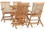 5-tlg. Garten-essgruppe Klappbar Massivholz Teak Vidaxl