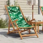 Vidaxl - Strandstuhl Klappbar Blattmuster Massivholz Eukalyptus Stoff