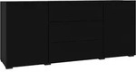Buffet Glora Mit 3 Schubladen Und 2 T&uuml;ren, Schwarz, 140cm