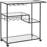 Servierwagen Transparent Und Schwarz Glas Rechteckig Mit Griff Rollen...