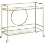 Servierwagen Transparent Und Gold Glas Rechteckig Mit Rollen Metallgestell...