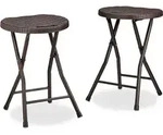 Klapphocker Bastian Rund, 2 Stk. Faltbar, Kunststoff, Rattanoptik, Wetterfest Hxbxt: