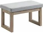 Fu&szlig;bank Fu&szlig;hocker Polsterhocker Mit Leinenoptik, Sitzhocker Mit Holzbeine,