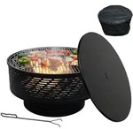 Relaxdays Feuerschale, &Oslash; 66 Cm, Mit Grillrost, Deckel, Sch&uuml;rhaken &...