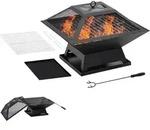 Outsunny Feuerschale 45 X 45 X 34cm Aus Edelstahl Feuerstelle Mit Funkenschutz