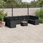 Vidaxl - 11-tlg. Garten-sofagarnitur Mit Kissen Schwarz Poly Rattan