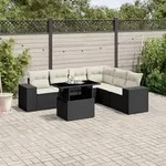 7-tlg. Garten-sofagarnitur Mit Kissen Schwarz Poly Rattan - Vidaxl