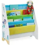 Relaxdays Kinder B&uuml;cherregal, 4 H&auml;ngefacher, Meerjungfrau Kindermotiv, Hbt: