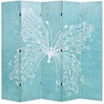 Raumteiler Klappbar 200 X 170 Cm Schmetterling Blau Vidaxl