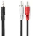 Stereo Audiokabel 35 Mm Hane 2x Rca Hane Nickelplaterad 100 M Rund Svart Lada...