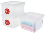 Vielseitige Aufbewahrungsboxen, 18l, 3er-set, Transparent, Deckel Leicht Schlie&szlig;bar,