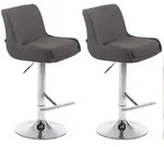 Clp - 2er Set Barhocker Club Stoff Dunkelgrau Chrom