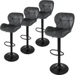 Ml-design - Barhocker 4er Set, Bezug Aus Samt, Grau, Gepolsterter Barstuhl Mit