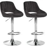 Clp - 2er Set Barhocker Milet Samt Schwarz Metall In Chromoptik