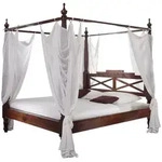 Massivmoebel24 - Himmelbett Akazie 180x200x224 Nougat Lackiert Oxford 246