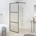 Duschwand F&uuml;r Walk-in Dusche 80x195 Cm Esg Mattiert Schwarz Vidaxl