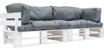 2-tlg. Garten-palettensofa-set Kissen In Grau Kiefernholz Vidaxl