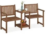 Gartenbank Mit Integriertem Tisch, 2-sitzer, Robuste Holz Sitzbank, Garten & Balkon,