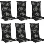6er Set Hochlehner F&uuml;r Gartenstuhl Flores, 120x50x6cm, Schwarz