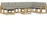 Outdoor-sofagarnitur Mit Kissen 9 Pcs Wei&szlig; Und Hellgrau Vidaxl