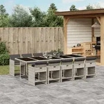 Vidaxl - 11-tlg. Garten-essgruppe Mit Kissen Hellgrau Poly Rattan