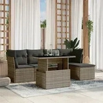 6-tlg. Garten-sofagarnitur Mit Kissen Grau Poly Rattan - Vidaxl