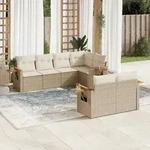 7-tlg. Garten-sofagarnitur Mit Kissen Beige Poly Rattan - Vidaxl