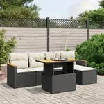 6-tlg. Garten-sofagarnitur Mit Kissen Schwarz Poly Rattan - Vidaxl