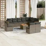 11-tlg. Garten-sofagarnitur Mit Kissen Grau Poly Rattan - Vidaxl