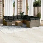 12-tlg. Garten-sofagarnitur Mit Kissen Grau Poly Rattan - Vidaxl