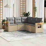 Vidaxl 5-tlg. Garten-sofagarnitur Mit Kissen Beige Poly Rattan