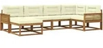Outdoor-sofagarnitur Mit Kissen 6 Pcs Natur Und Creme Vidaxl