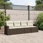 4-tlg. Garten-sofagarnitur Mit Kissen Braun Poly Rattan - Vidaxl
