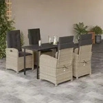 5-tlg. Garten-essgruppe Mit Kissen Hellgrau Poly Rattan - Vidaxl