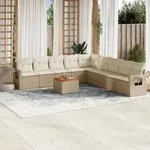 Vidaxl - 10-tlg. Garten-sofagarnitur Mit Kissen Beige Poly Rattan