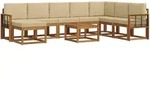 Outdoor-sofagarnitur Mit Kissen 9 Pcs Natur Und Beige Vidaxl