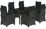 7-tlg. Garten-essgruppe Mit Kissen Schwarz Poly Rattan Vidaxl